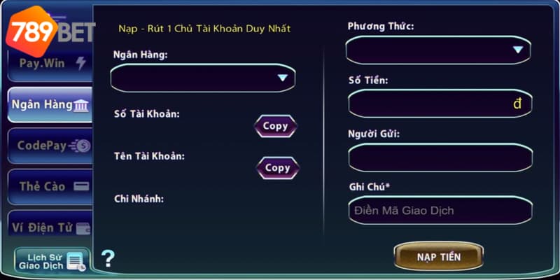 789BET Com Đa dạng phương thức nạp rút đa dạng được cung cấp